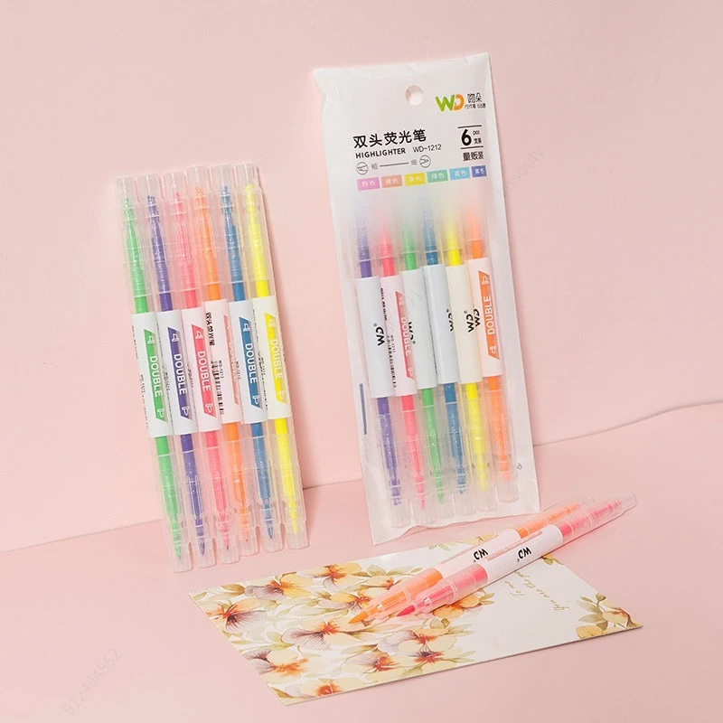 6 Colors/Set Double Head Uniqu - огляд і ціна Pastel Highlighter Set Double Ended