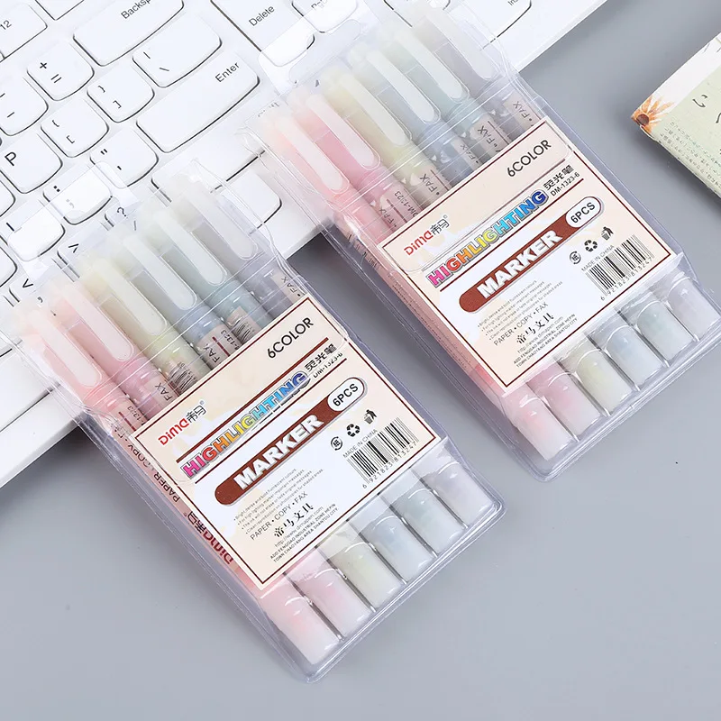6 Colors/Set Double Head Uniqu - огляд і ціна Pastel Highlighter Set Double Ended