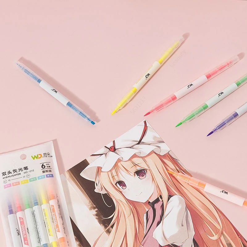 6 Colors/Set Double Head Uniqu - огляд і ціна Pastel Highlighter Set Double Ended