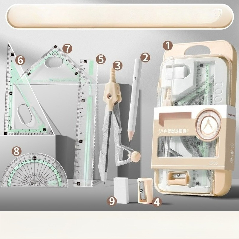 9-Piece Math Geometry Set with - огляд і ціна Math Geometry Set With Compass