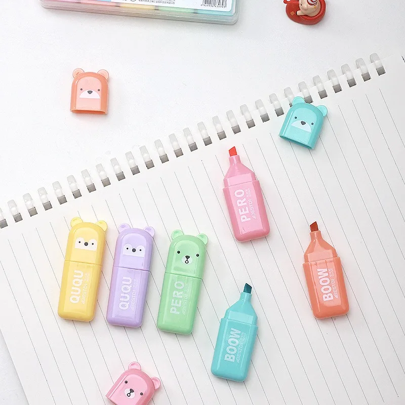 Kawaii Bear Highlighter Pens S - огляд і ціна Pastel Highlighter Set Double Ended