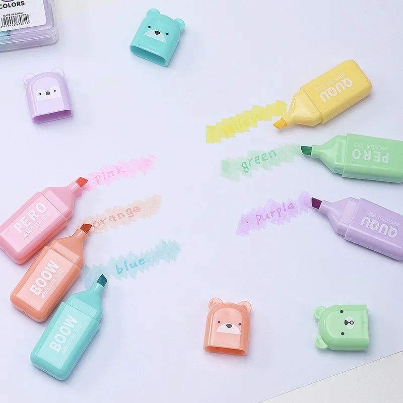 Kawaii Bear Highlighter Pens S - огляд і ціна Pastel Highlighter Set Double Ended